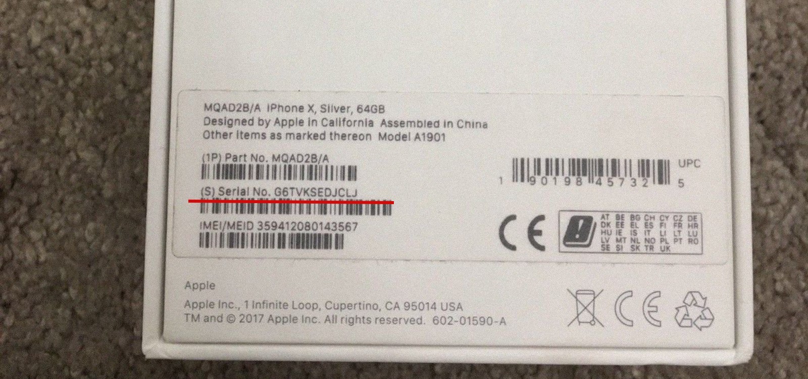 Iphone 12 коробка IMEI