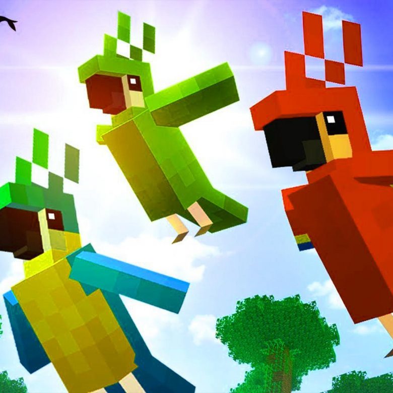 Размножение попугаев в игровом мире Minecraft